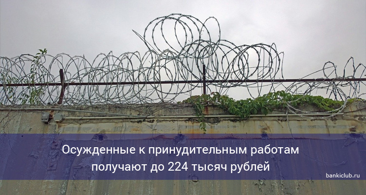 Осужденные к принудительным работам получают до 224 тысяч рублей