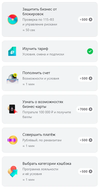Задания по бизнес карте Альфа-Банка